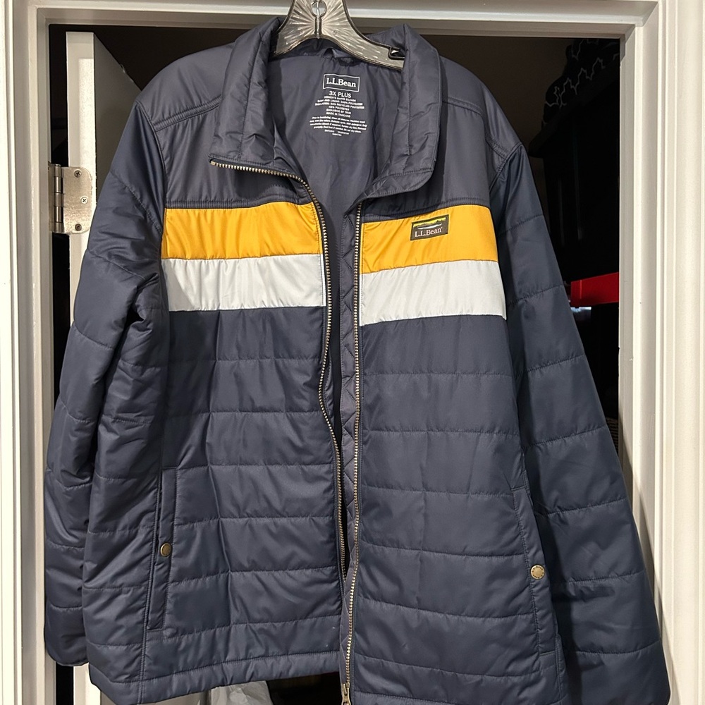 LLBean womens 3XL Navy multi color lightweight puffer exc condition